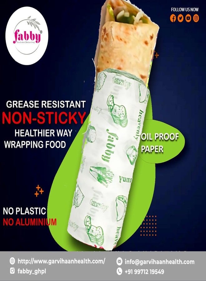 Fabby Food Wrapping Paper Roll | Plastic-Free, Greaseproof & Breathable Kitchen Paper for Roti, Paratha, Burgers & Wraps | Microwave Safe | Ideal for Packing, reheating & Serving (20Mtr, Pack of 3) - Image 3